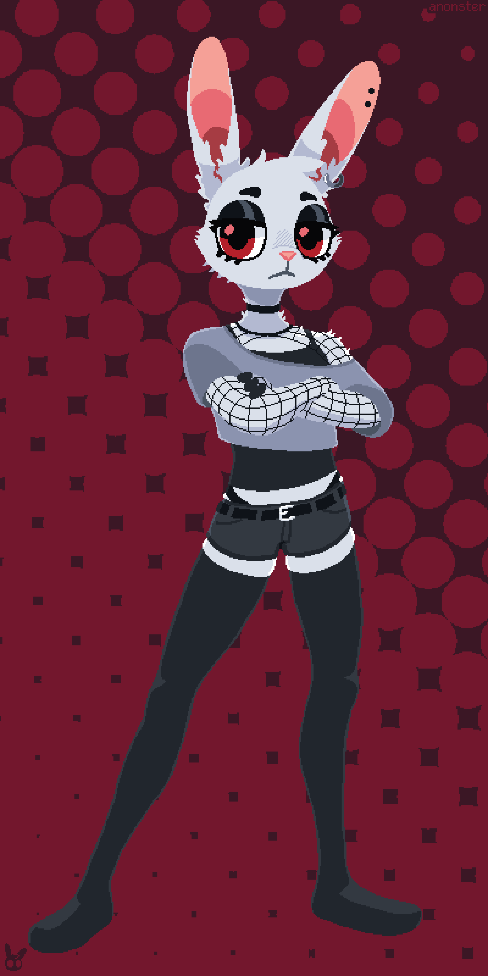 Lucas in goth outfit - pixel art by anonster